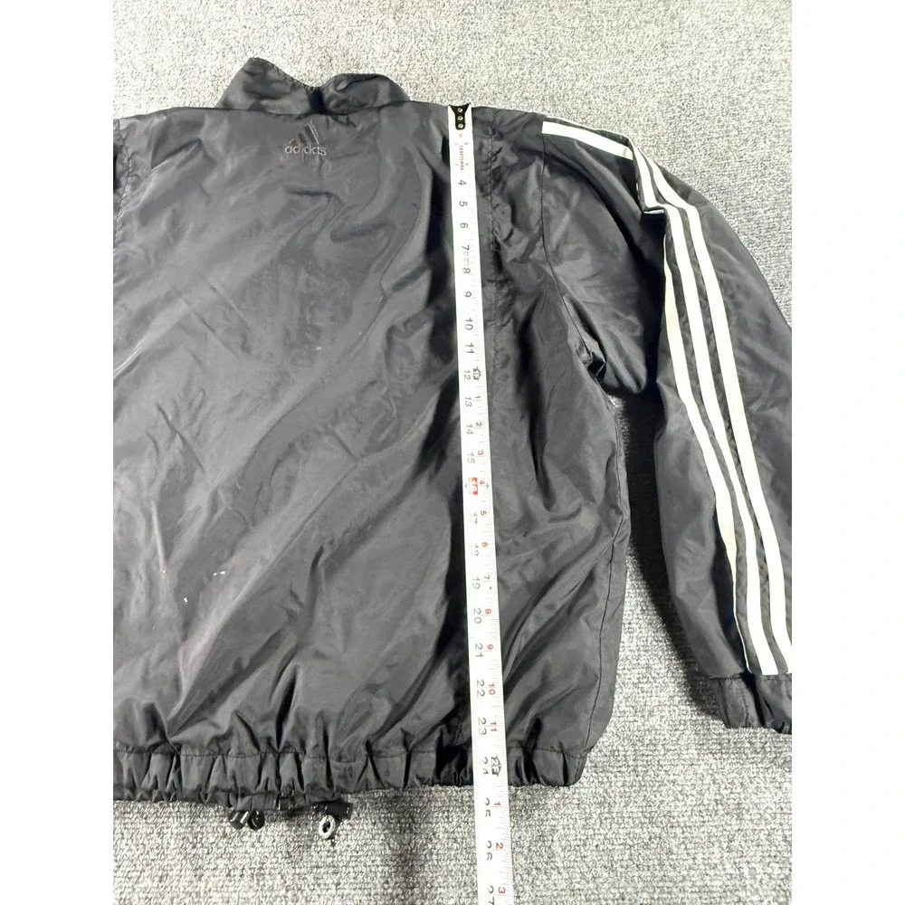 Adidas Vintage Windbreaker Jacket Black White 3 Stripe Full Zip Mens‎ Large
